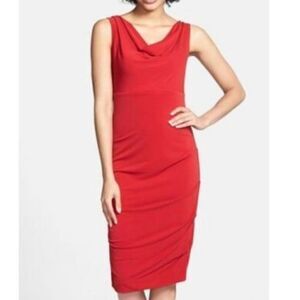 Vintage Be Smart Red Cowl Neck Sheath Mini Dress Made in USA Size 5/6
